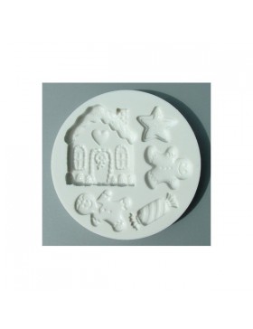 Molde silicona casita y muñecos de jengibre