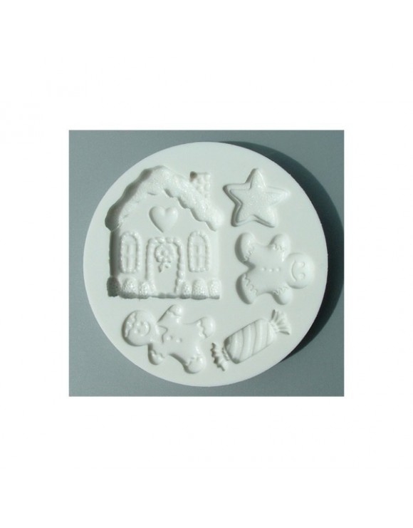 Molde silicona casita y muñecos de jengibre