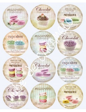 Papel de azúcar macarons vintage
