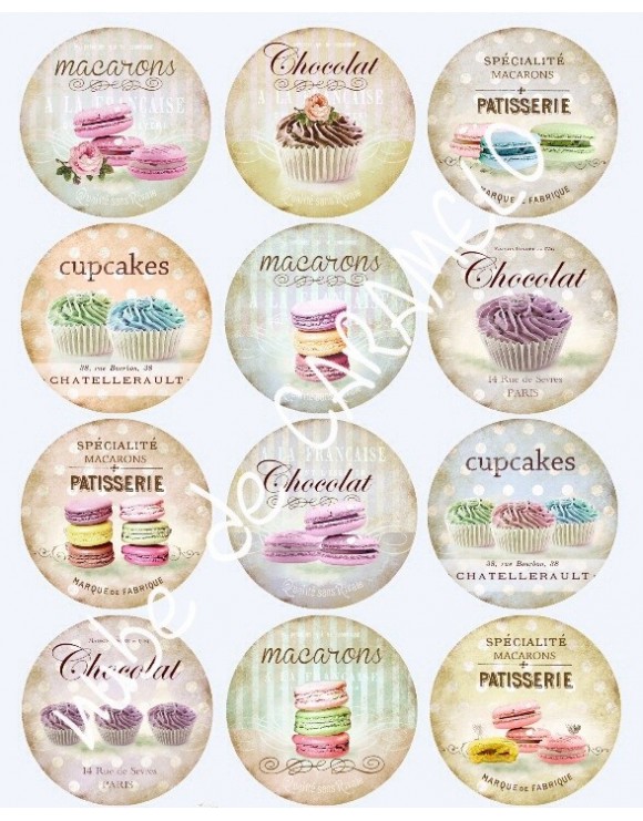 Papel de azúcar macarons vintage
