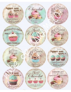 Papel de azúcar cupcakes vintage