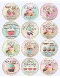 Papel de azúcar cupcakes vintage