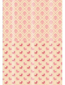 Papel corazones y victoriano crema