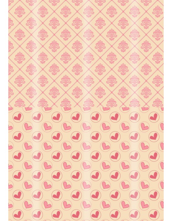 Papel corazones y victoriano crema