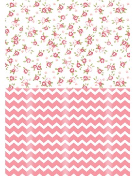 Papel flores y chevron rosa