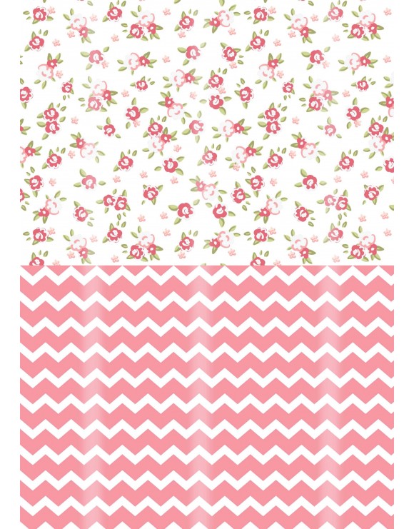 Papel flores y chevron rosa