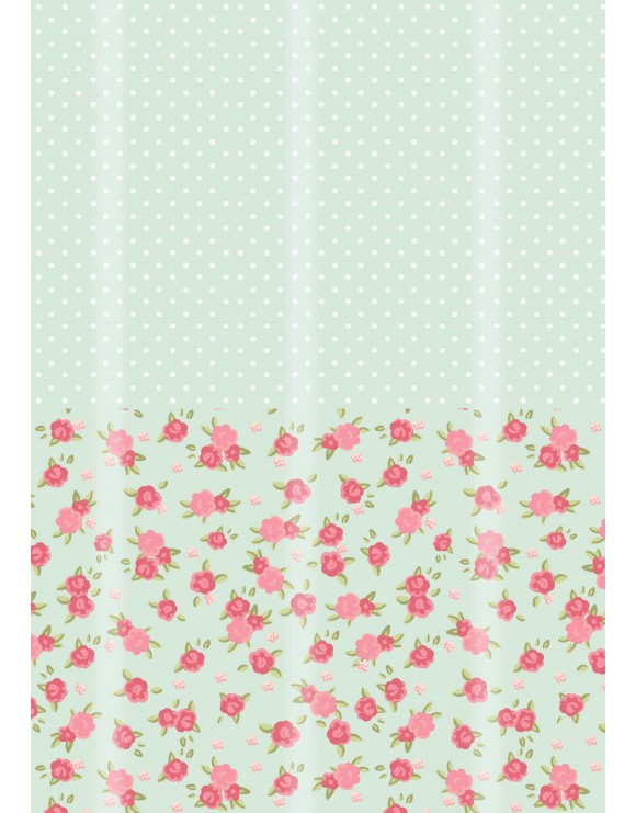 Papel topos y flores verdes