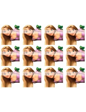 Papel de azúcar Rapunzel galletas cuadradas