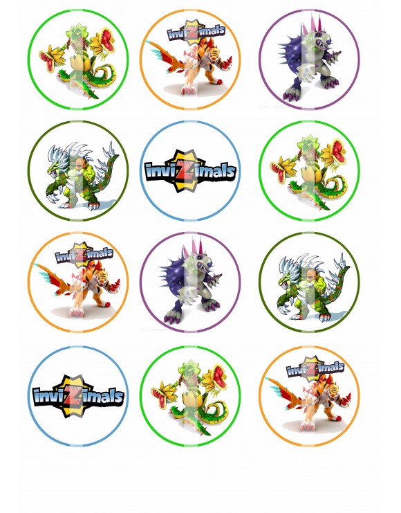 Papel azucar galletas redondas Invizimals