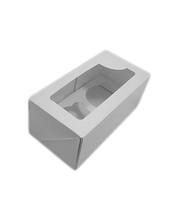 Caja 2 cupcakes blanca con ventana
