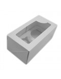 Caja 2 cupcakes blanca con ventana