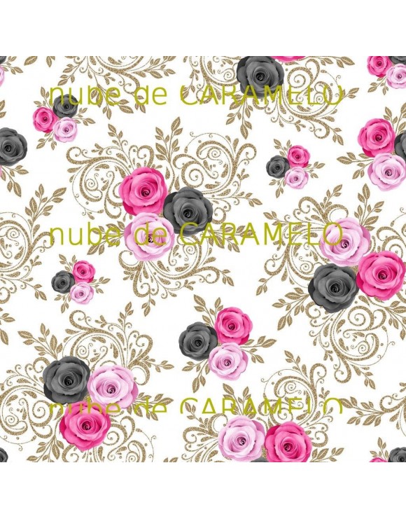 Rosas rosas, negro Y DORADO