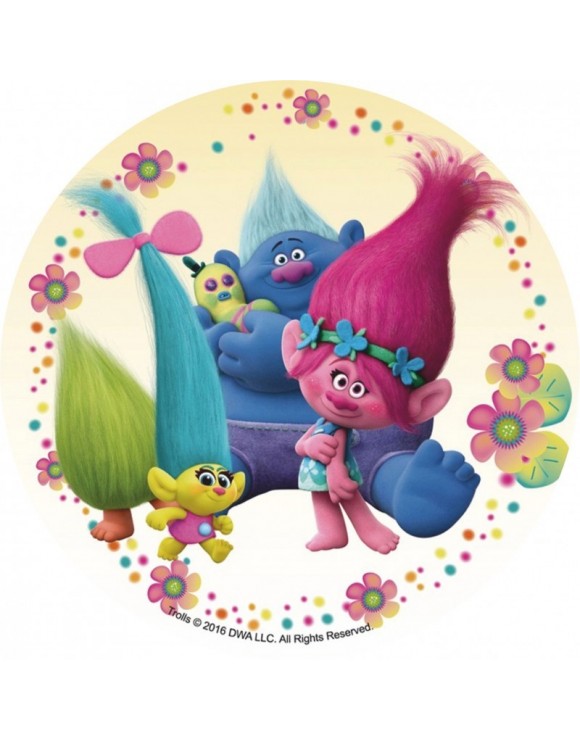 Papel tarta Trolls 20 cm