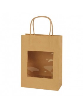 BOLSA PAPEL ASA ALGODÓN 16X8X14 CM KRAFT MARRÓN 