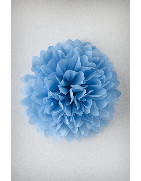 Pompón 20 cm de papel de seda azul cielo