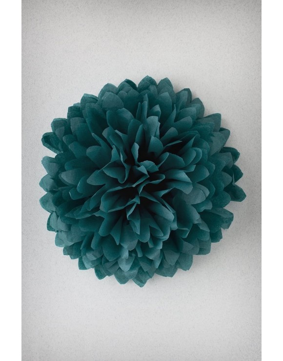 Pompón 17 cm de papel de seda esmeralda