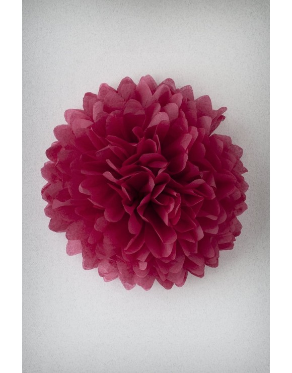 Pompón 20 cm de papel de seda frambuesa