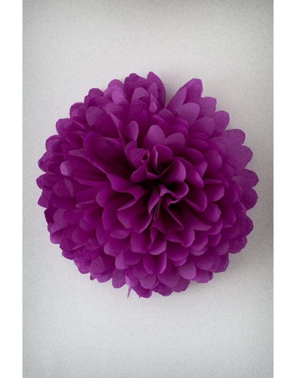Pompón 17 cm de papel de seda fucsia