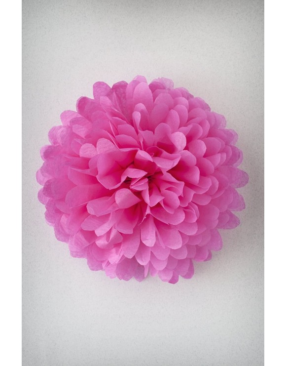 Pompón 28 cm de papel de seda rosa fuerte