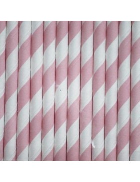 Pajitas de papel rosa rayas (30)