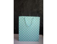 BOLSA PAPEL ASA ALGODÓN 32X26X12 CM topos rosa