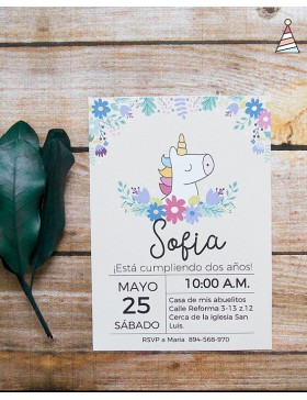 Unicornio 2 invitaciones