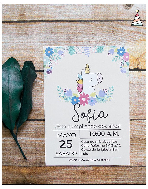 Unicornio 2 invitaciones