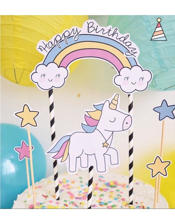 Topper para tarta unicornio 1 IMPRESO