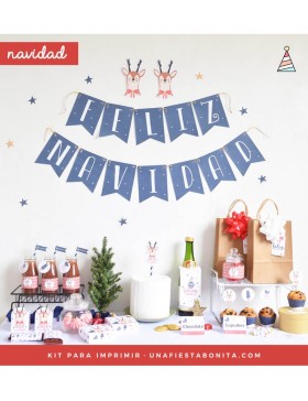 Kit de Fiesta Feliz Navidad IMPRESO