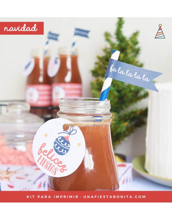 Banderitas para pajitas Navidad