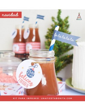 Banderitas para pajitas Navidad Impresas y Montadas