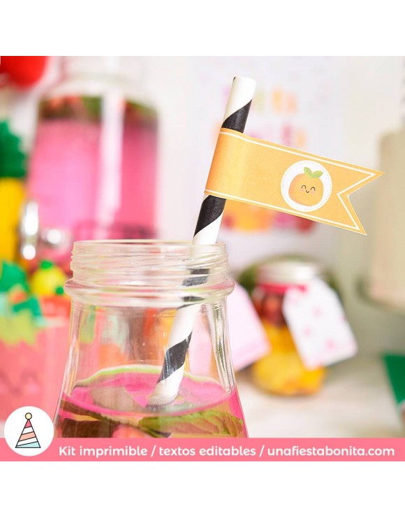 Banderitas para pajitas Sirenas IMPRESA