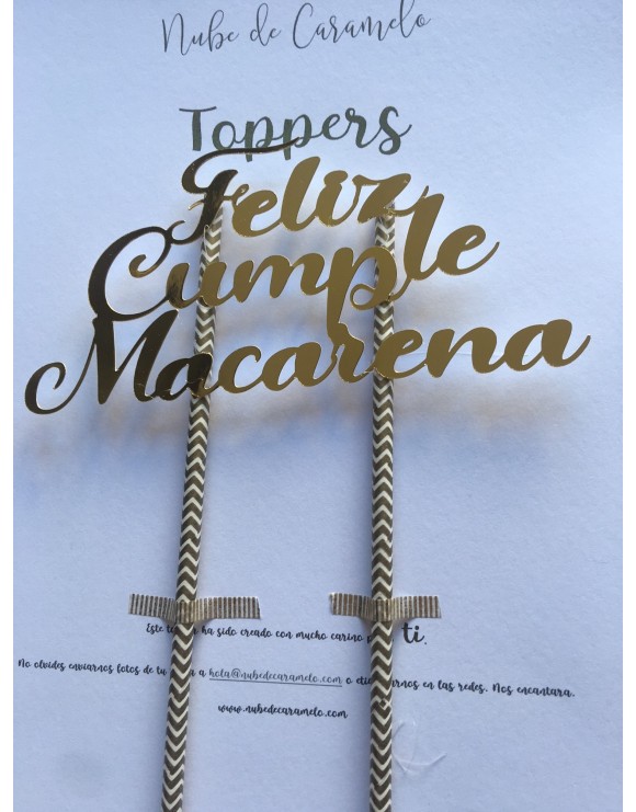 Topper Dorado Personalizado 1 línea