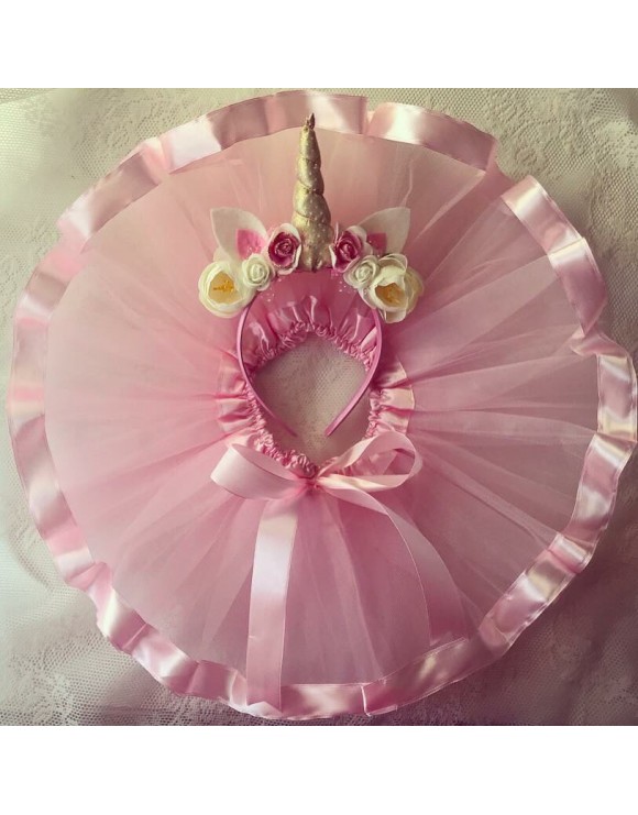 Falda de tul y corona unicornio