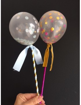 Pack Topper Globo Mini con Confetti Pack 2 unds