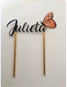 Topper nombre mariposa