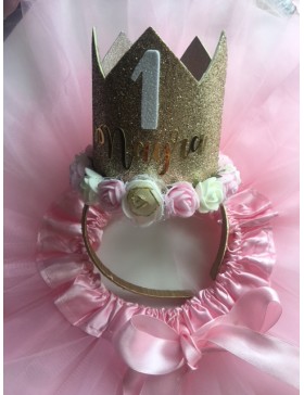 Pack Falda de tul + corona de flores