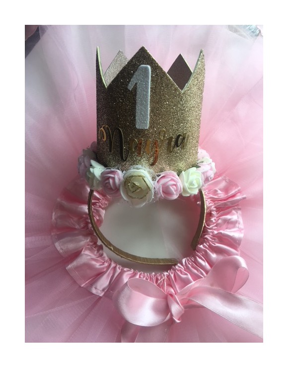 Falda de tul + corona de flores