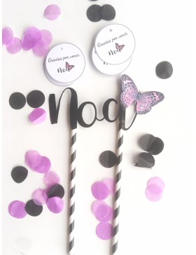 Topper mariposa nombre personalizado 2