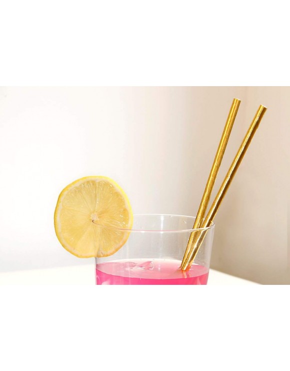 Pajitas de papel doradas