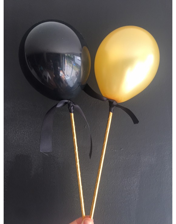 Topper Globo Mini 10 Black-Gold con lazo