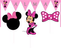 kit MINNIE banderin personalizado + toppers 2