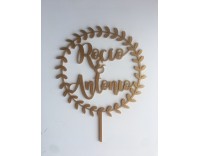 Topper laurel metacrilato dorado