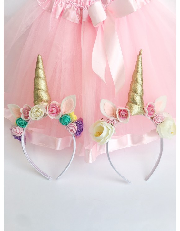 Pack diademas unicornio + falda de tul