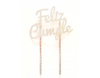 Topper Feliz Cumple plata purpurina