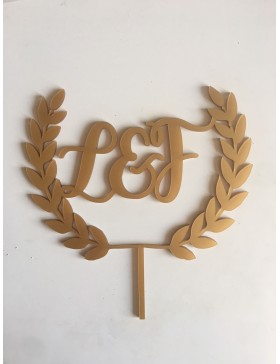 Topper medio laurel metacrilato dorado opaco