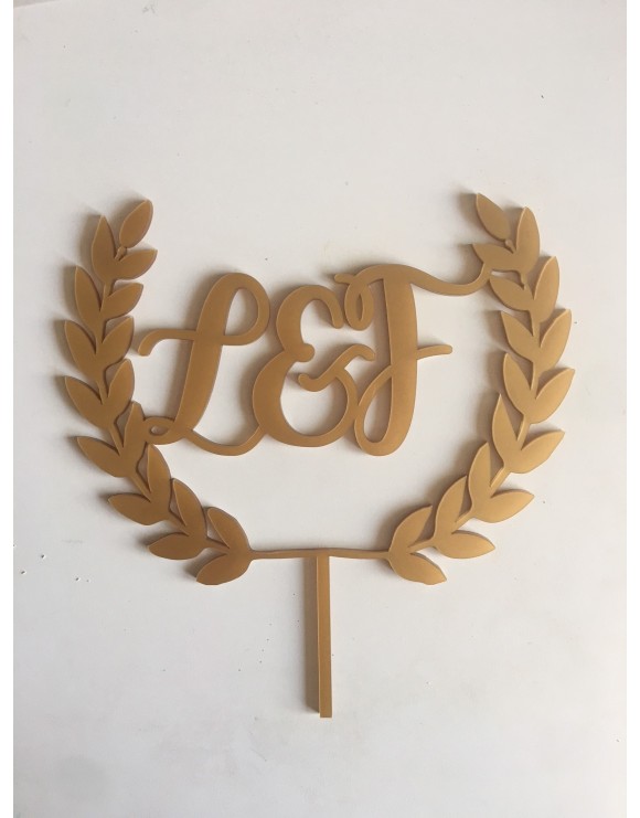 Topper medio laurel metacrilato dorado opaco