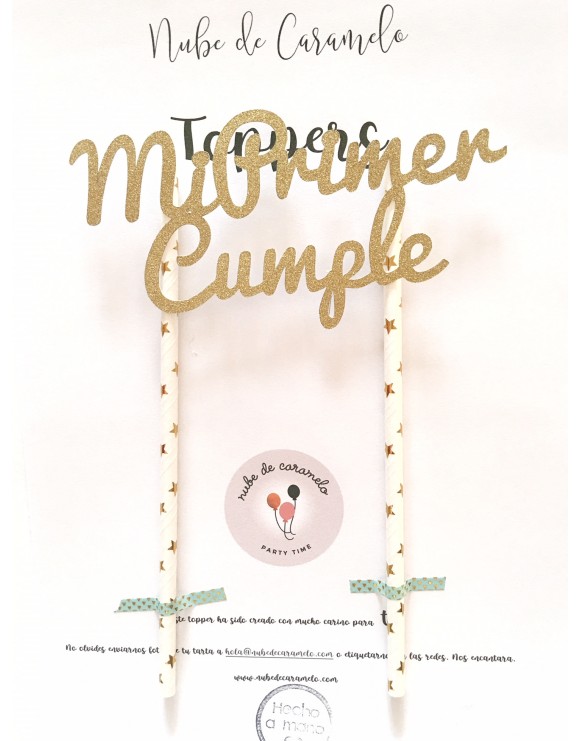 Topper Feliz Cumple plata purpurina