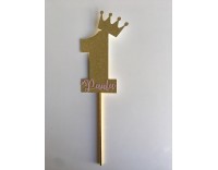 Topper número uno con corona personalizado pack uno