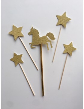 Topper unicornio y estrellas